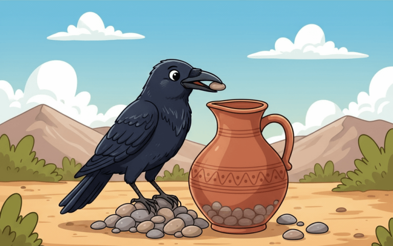 Bengali stories in English Script - Story 1 - The Clever Crow