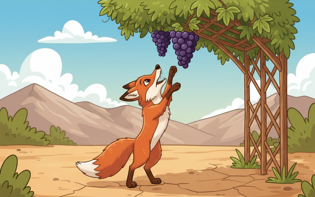 Bengali stories in English Script - Story 2: The fox and the grapes